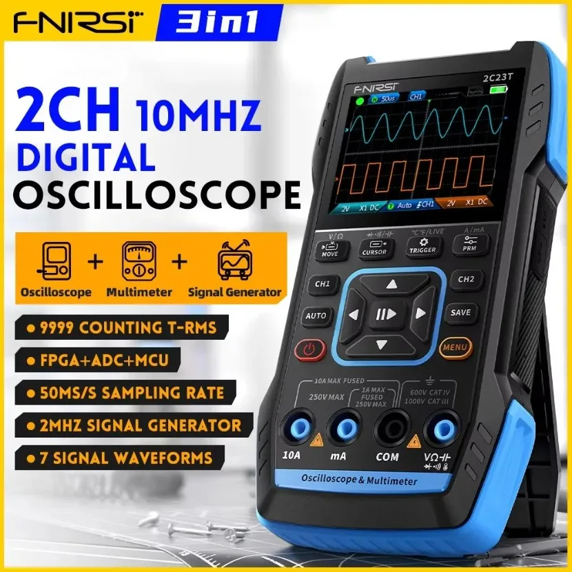 Fnirsi Digital Oscilloscope Handheld - FNIRSI 2C23T draagbare digitale oscilloscoop en