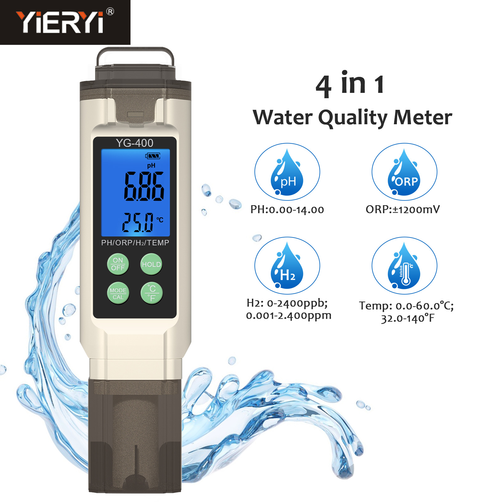 Ph Meter Digital Water Tester - Yieryi 4 in 1 Digitale PH