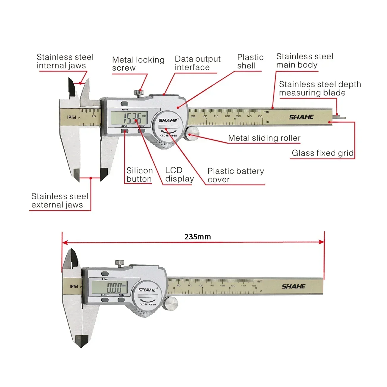 SHAHE elektronische digitale s - Digital Caliper 150Mm Stainless Steel recensie en prijs