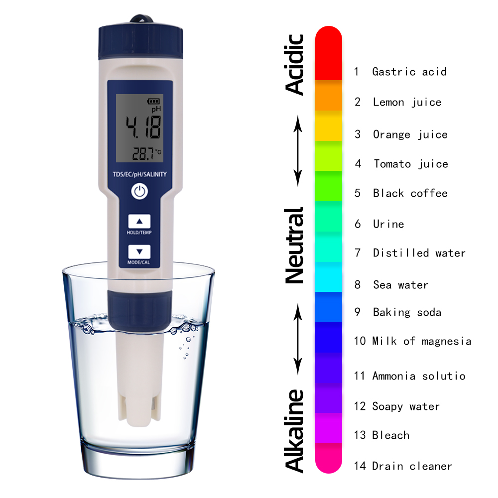 5-in-1 EC TDS Zoutgehalte Temp - Ph Meter Digital Water Tester recensie en prijs