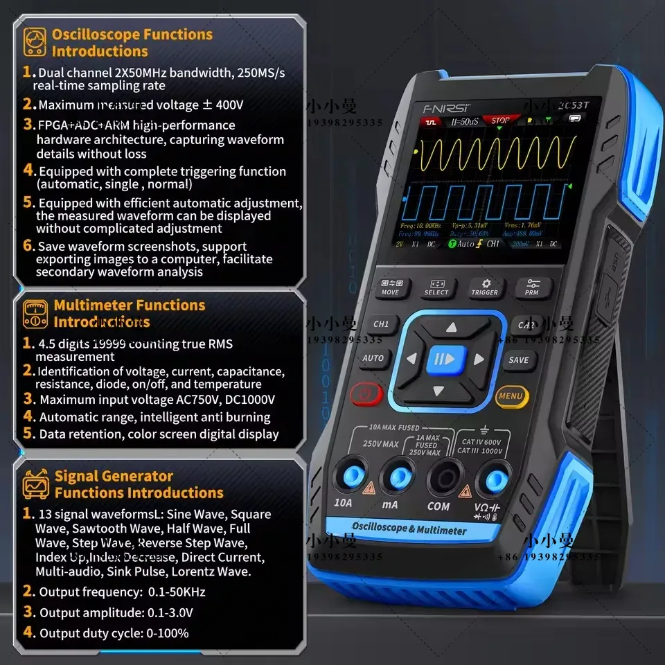 FNIRSI 2C23T10MHz, 2C53T 50MHz - Fnirsi Digital Oscilloscope Handheld recensie en prijs