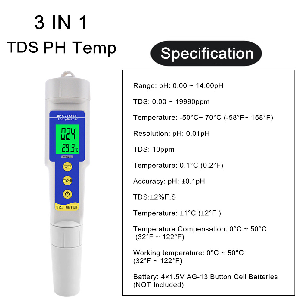 Professionele 4 In 1 Tds Ph Ec - Ph Meter Digital Water Tester recensie en prijs